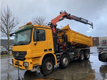 Camion benne, Camion grue Mercedes-Benz Actros 4141 8X4 MANUAL FULL STEEL + TIPPER + PAL: photos 1