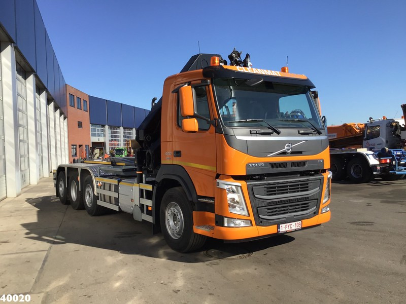 Camion ampliroll, Camion grue Volvo FM 420 8x2 HMF 28 ton/meter laadkraan Welvaarts weighing system: photos 5