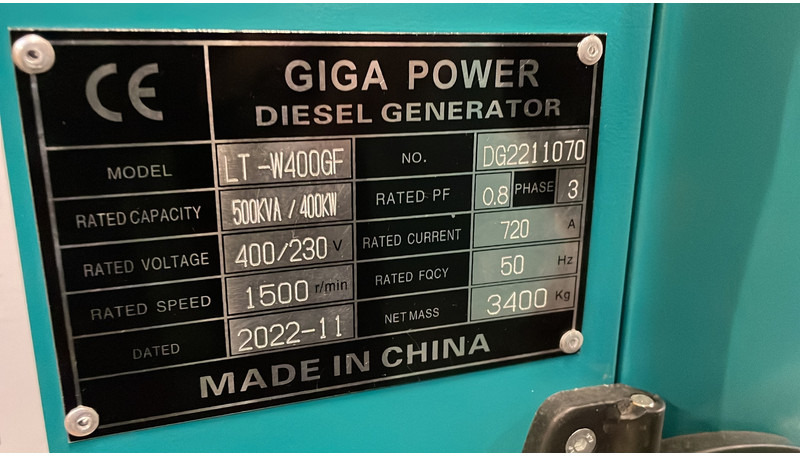 Groupe électrogène neuf Giga power LT-W400GF 500KVA silent set: photos 6