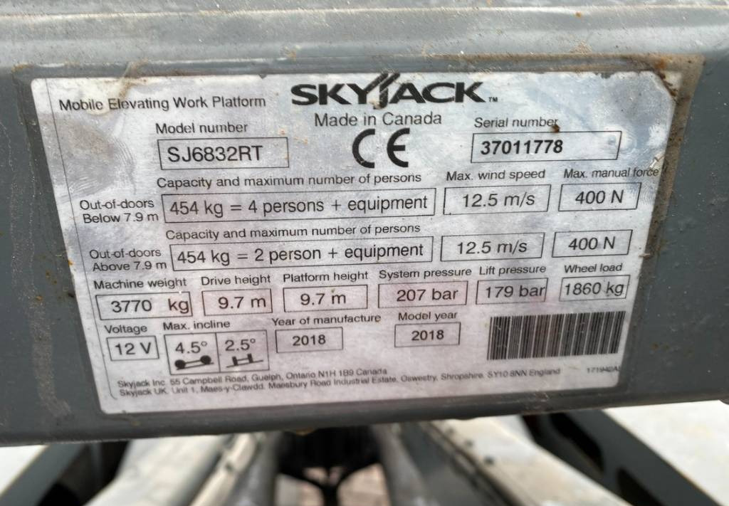 Nacelle ciseaux SkyJack SJ6832 RT Diesel 4x4 Scissor Work Lift 1180cm: photos 10