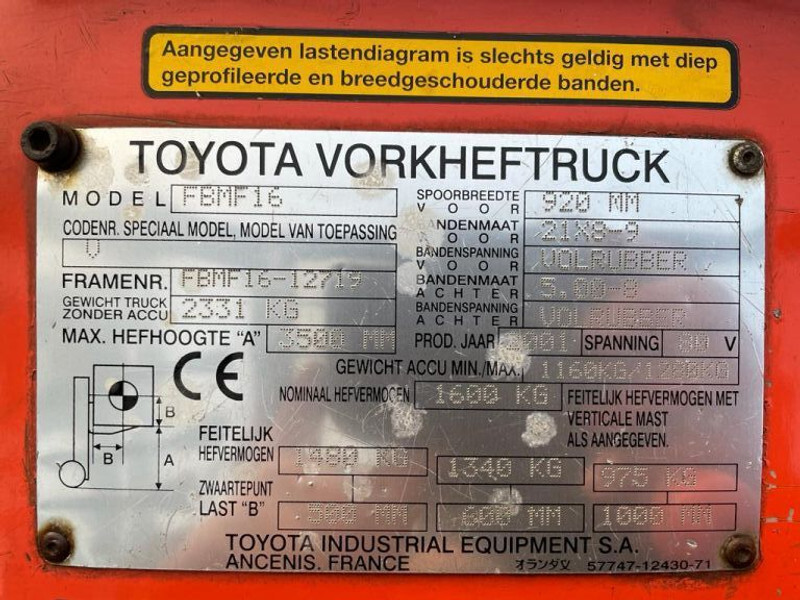 Chariot élévateur électrique Toyota 1.6 ton FBMF16 Duplex Sideshift Elektra Heftruck: photos 5