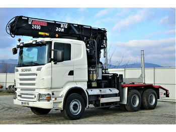 Camion grumier Scania R 560 Holztransporter+Kran*Topzustand 6x4