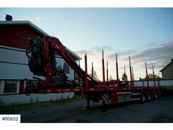 Remorque forestière, Semi-remorque Nordic Trailer timber trailer w / push-out and 16.5 t / m Hiab Timber crane: photos 1