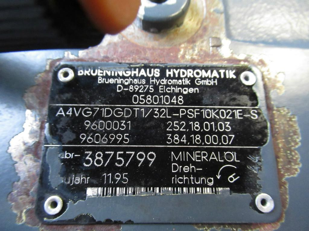 Pompe hydraulique pour Engins de chantier Brueninghaus Hydromatik A4VG71DGDT1/32L-PSF10K021E-S -: photos 6