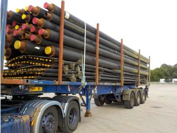  2008 Dennison Tri Axle Extending Skelly Trailer & Insulated Steel Pipes - Semi-remorque plateau