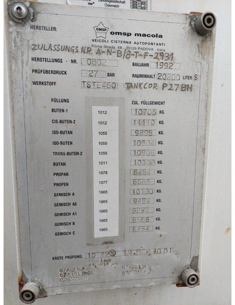 OMSP Macola Tanktrailer 20.200 Liter lpg Gas, Gaz, LPG, GPL, Propane, Butane tank ID 3.135 - Semi-remorque citerne: photos 5