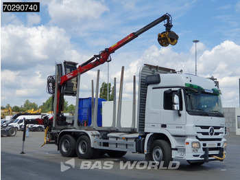 Camion grumier, Camion grue Mercedes-Benz Actros 3346 6X4 Original KM's! Wood Crane Big-Axle Steelsuspension Euro 5: photos 3