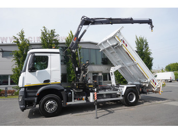 Camion plateau, Camion grue MERCEDES-BENZ Arocs 1833 / 87,000 km!!! / Hds HIAB X-DUO 128 B-2 / three-sided tipper: photos 4