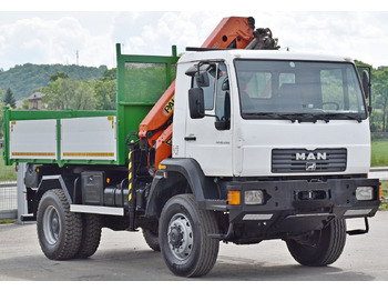 Camion benne, Camion grue MAN LE 18.280 Kipper 3,70 m + PK 9501 /4x4: photos 3