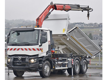 Camion grue, Camion benne Renault C380 *KIPPER 5,10 m* FASSI F175A.0.22+FUNK /6x4: photos 3