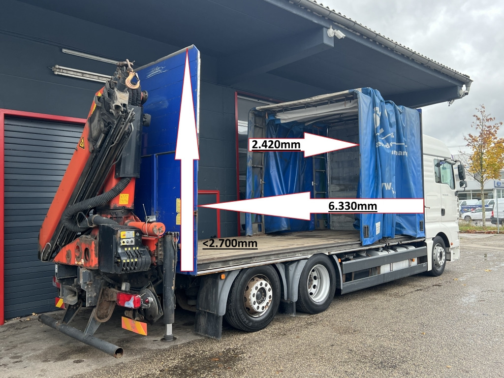 Camion à rideaux coulissants, Camion grue MAN TGA 26.440 6x2 LL Retarder Kran Palfinger 20002: photos 12