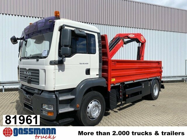 MAN TGA 18.400 4x2 BL Pritsche Heckkran PM17523 - Camion plateau, Camion grue: photos 1 MAN TGA 18.400 4x2 BL Pritsche Heckkran PM17523 - Camion plateau, Camion grue: photos 1