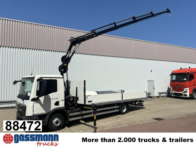 MAN TGL 12.190 4x2 BL mit Kran Hiab Hiduo 072DS-4 - Camion plateau, Camion grue: photos 1 MAN TGL 12.190 4x2 BL mit Kran Hiab Hiduo 072DS-4 - Camion plateau, Camion grue: photos 1