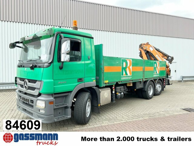 Mercedes-Benz Actros 2544 L 6x2, Retarder, Lenkachse, Heckkran - Camion plateau, Camion grue: photos 1 Mercedes-Benz Actros 2544 L 6x2, Retarder, Lenkachse, Heckkran - Camion plateau, Camion grue: photos 1