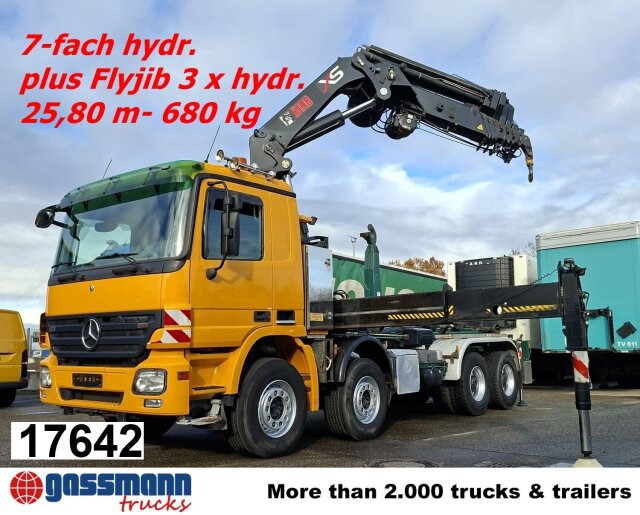 Mercedes-Benz Actros 4146 K 8x4/4, Retarder, Kran Hiab XS 477 - Camion ampliroll, Camion grue: photos 1 Mercedes-Benz Actros 4146 K 8x4/4, Retarder, Kran Hiab XS 477 - Camion ampliroll, Camion grue: photos 1