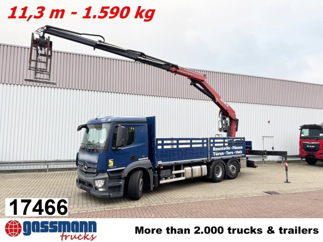 Mercedes-Benz Antos 2540 L 6x2, Lenkachse, HMF 2110-L3 - Camion plateau, Camion grue: photos 1 Mercedes-Benz Antos 2540 L 6x2, Lenkachse, HMF 2110-L3 - Camion plateau, Camion grue: photos 1