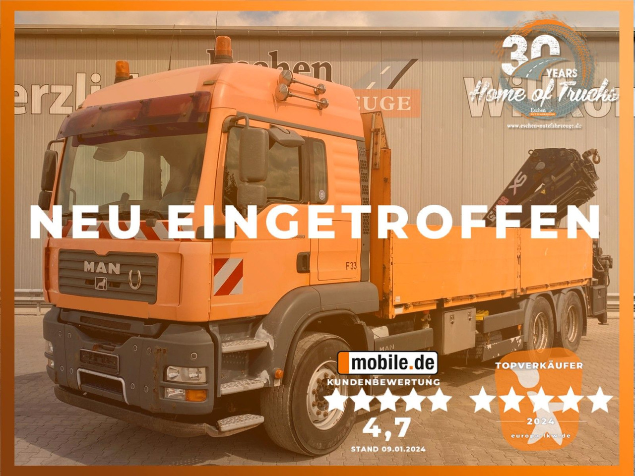 MAN TGA 26.480 6x4 | HIAB 377 EP-4*Funk*Retarder*AHK - Camion plateau, Camion grue: photos 1 MAN TGA 26.480 6x4 | HIAB 377 EP-4*Funk*Retarder*AHK - Camion plateau, Camion grue: photos 1