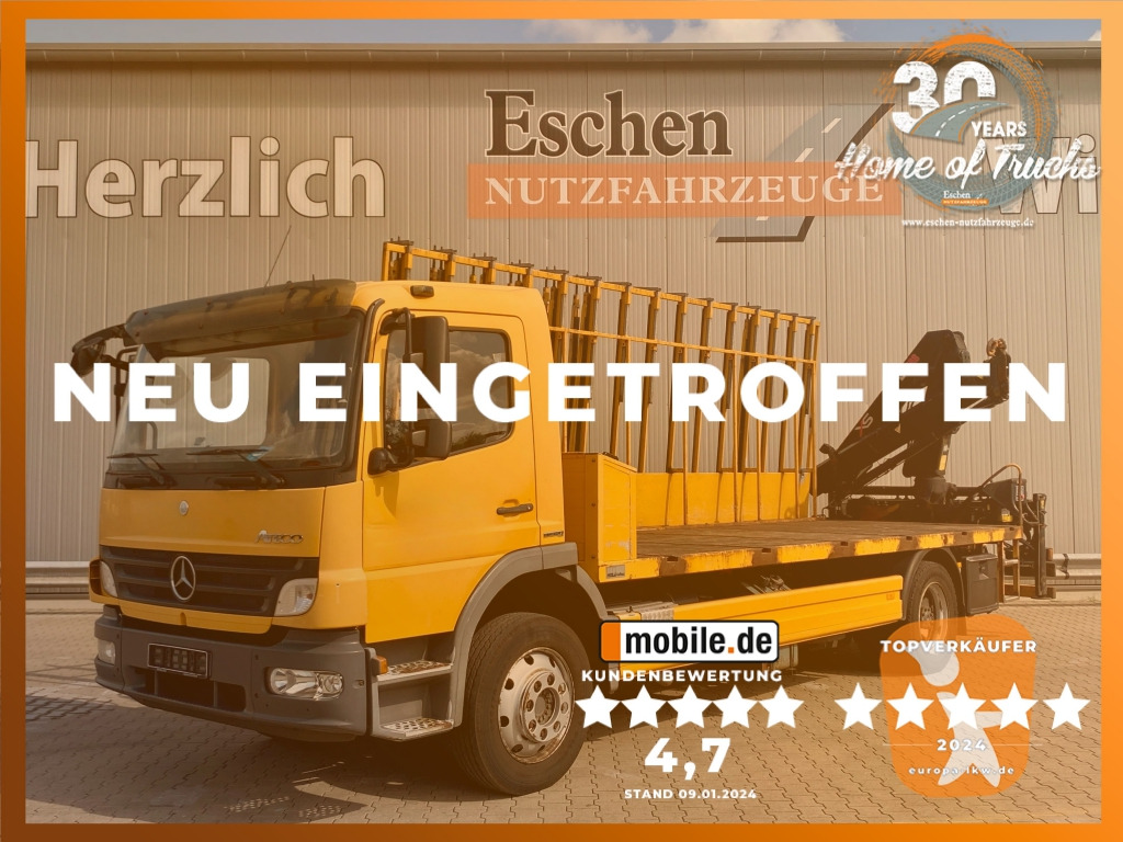 Mercedes-Benz 1224 L Atego / HIAB-Kran / Glastransporter - Camion plateau, Camion grue: photos 1 Mercedes-Benz 1224 L Atego / HIAB-Kran / Glastransporter - Camion plateau, Camion grue: photos 1