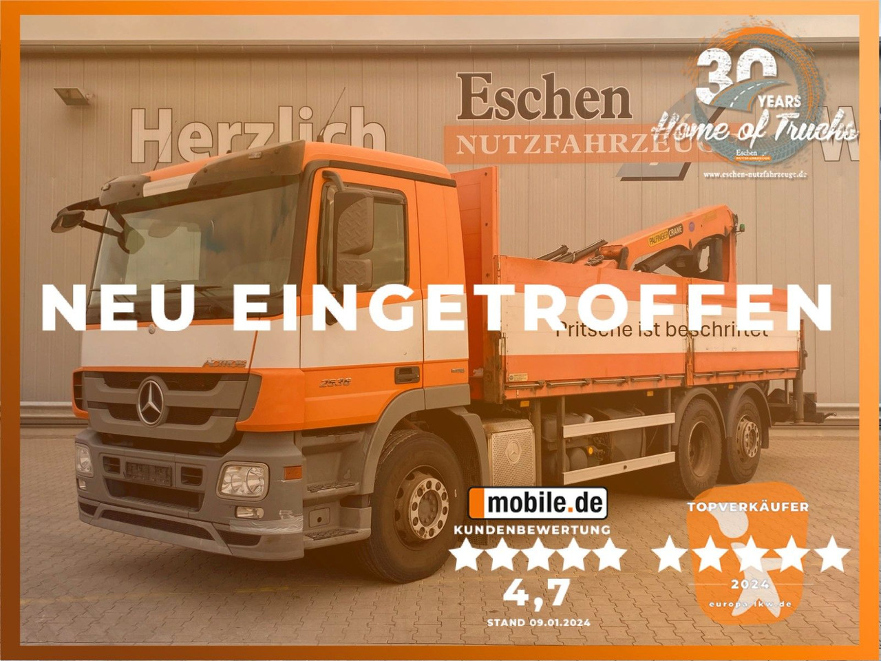 Mercedes-Benz Actros 2536 MP3 LL | PK24001*Funk&Flur*5+6 Kreis - Camion plateau, Camion grue: photos 1 Mercedes-Benz Actros 2536 MP3 LL | PK24001*Funk&Flur*5+6 Kreis - Camion plateau, Camion grue: photos 1