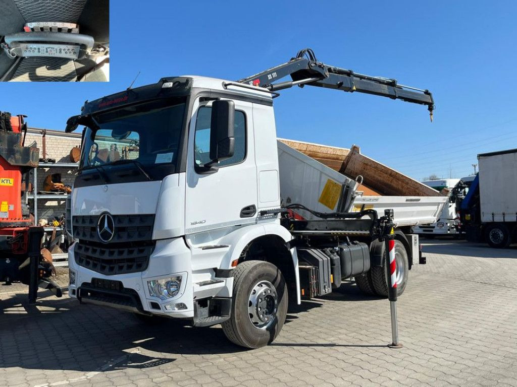 Mercedes-Benz Arocs 1840 K 2-Achs Kipper Kran Funk - Camion benne, Camion grue: photos 1 Mercedes-Benz Arocs 1840 K 2-Achs Kipper Kran Funk - Camion benne, Camion grue: photos 1