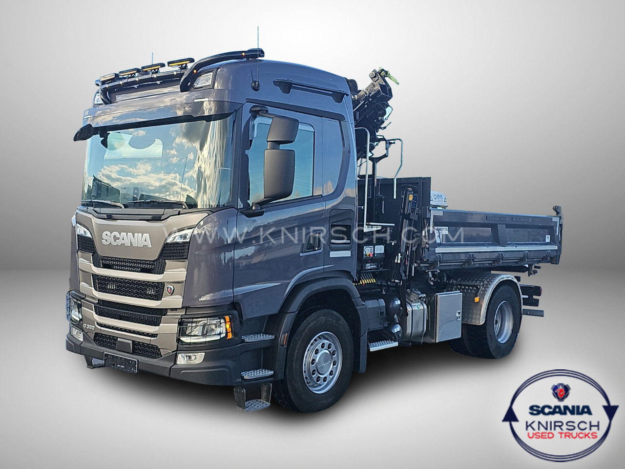 SCANIA G 320 B4x2NA 3-Seitenkipper Dautel mit Kran Hiab - Utilitaire benne: photos 1 SCANIA G 320 B4x2NA 3-Seitenkipper Dautel mit Kran Hiab - Utilitaire benne: photos 1