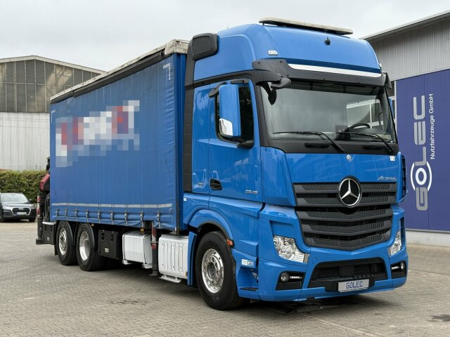 Mercedes-Benz Actros 6x2 Pritsche Kran Palfinger PK34002 + JIB - Camion à rideaux coulissants, Camion grue: photos 1 Mercedes-Benz Actros 6x2 Pritsche Kran Palfinger PK34002 + JIB - Camion à rideaux coulissants, Camion grue: photos 1