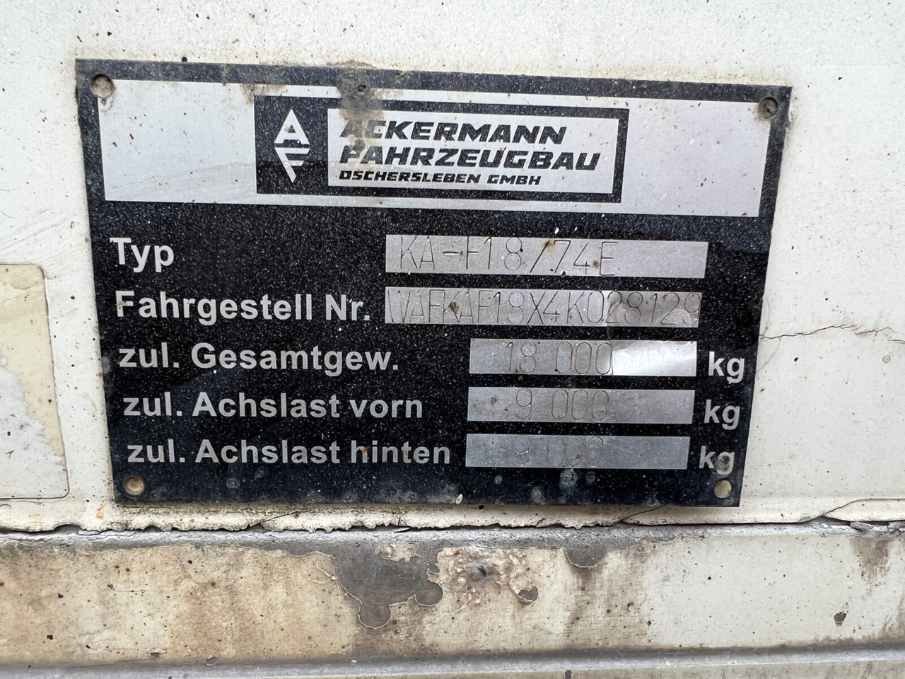 KA-F 18/74E Ackermann, Oschersl. KA-F 18/74E mit LBW MBB, 44cbm - Remorque fourgon: photos 5 KA-F 18/74E Ackermann, Oschersl. KA-F 18/74E mit LBW MBB, 44cbm - Remorque fourgon: photos 5