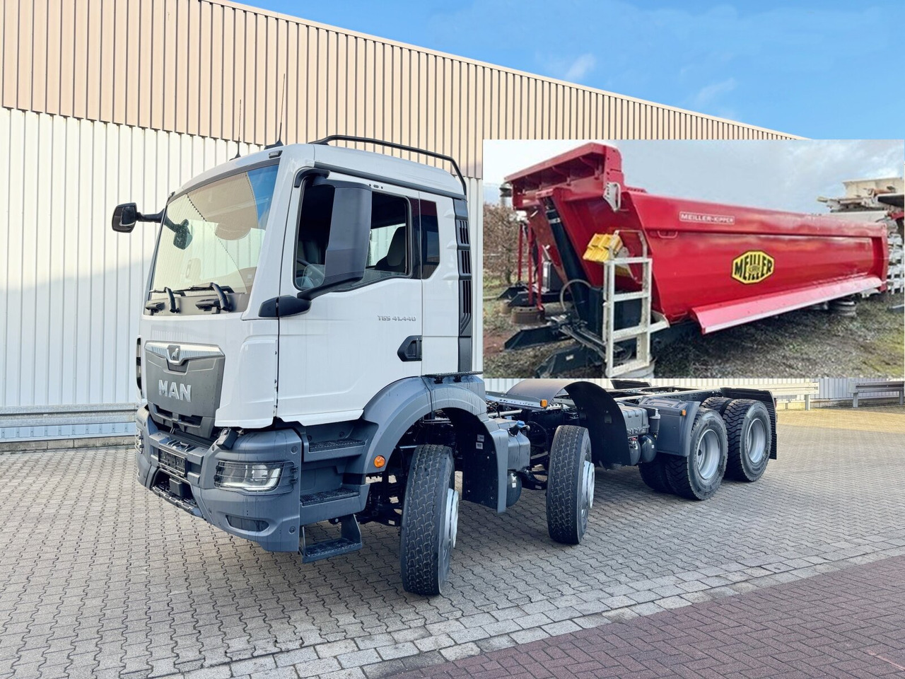 MAN TGS 41.440/480 8x4 BB TGS 41.440/480 8x4 BB, 5x VORHANDEN, Meiller Stahlmulde 18m³ - Tombereau: photos 1 MAN TGS 41.440/480 8x4 BB TGS 41.440/480 8x4 BB, 5x VORHANDEN, Meiller Stahlmulde 18m³ - Tombereau: photos 1