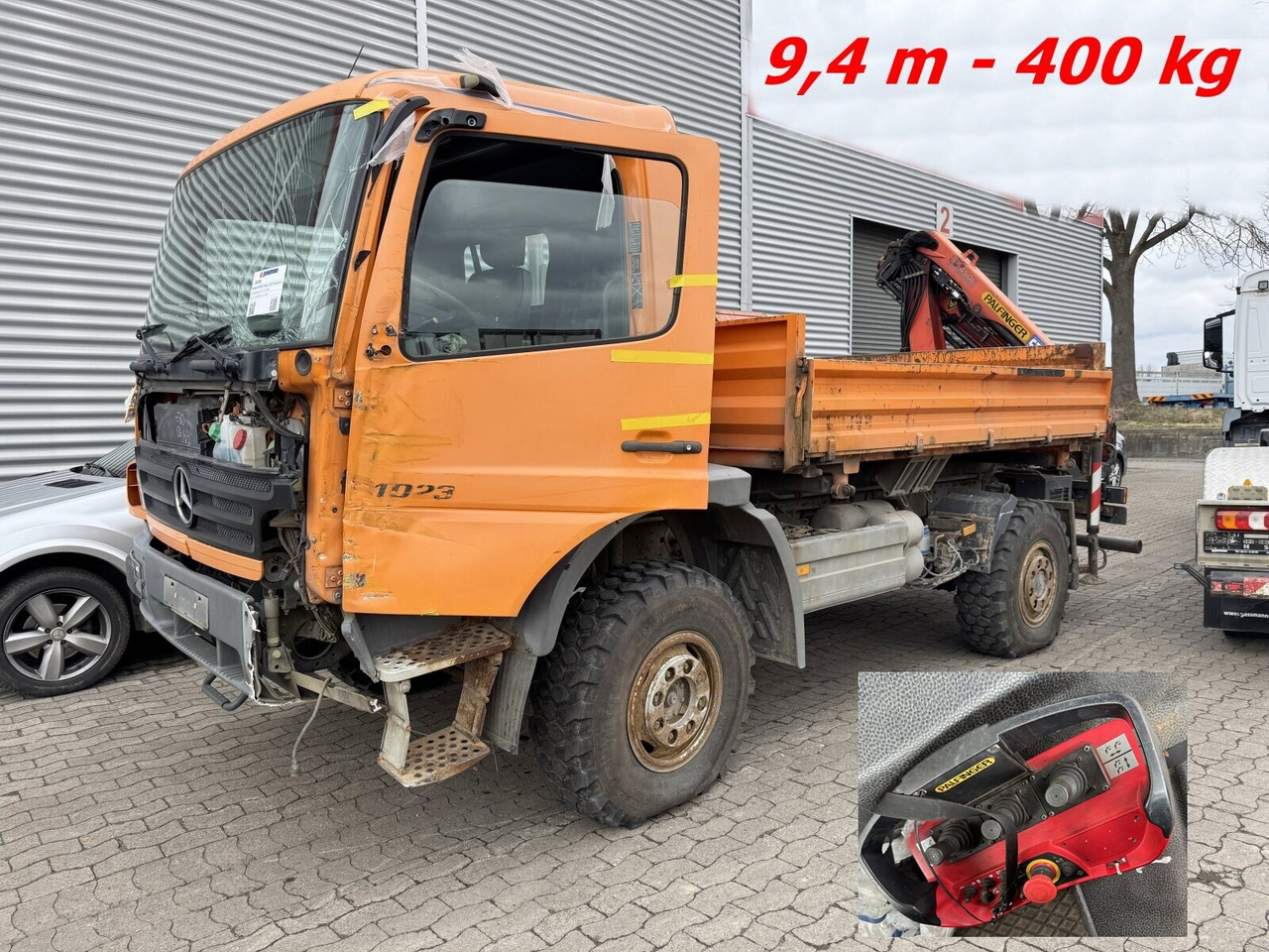 Mercedes-Benz Atego 1023 A 4x4 mit Unfallschaden! Atego 1023 A 4x4, Einzelbereifung, Heckkran Palfinger PK4501-B, Funk, UNFALLSCHADEN! - Châssis cabine, Camion grue: photos 1 Mercedes-Benz Atego 1023 A 4x4 mit Unfallschaden! Atego 1023 A 4x4, Einzelbereifung, Heckkran Palfinger PK4501-B, Funk, UNFALLSCHADEN! - Châssis cabine, Camion grue: photos 1