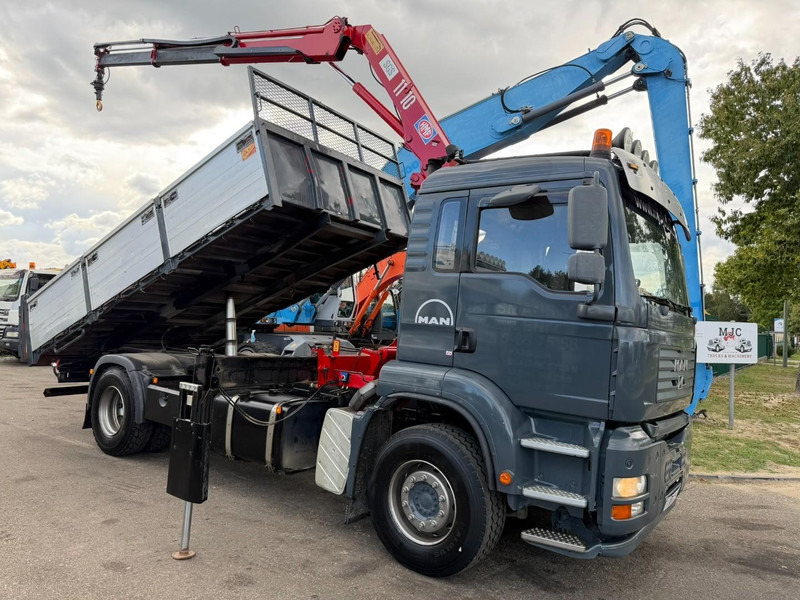 MAN TGA 18.350 4x2 TIPPER + CRANE HMF 1110 K2 + ROTATOR - STEEL SPRING / BLATT / BALLESTAS / LAMES - BE TRUCK - Camion benne, Camion grue: photos 1 MAN TGA 18.350 4x2 TIPPER + CRANE HMF 1110 K2 + ROTATOR - STEEL SPRING / BLATT / BALLESTAS / LAMES - BE TRUCK - Camion benne, Camion grue: photos 1