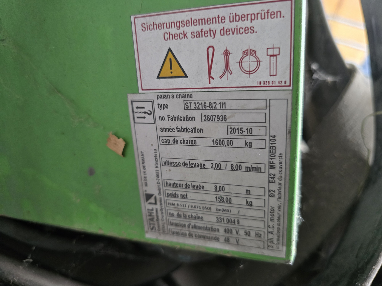 STAHL ST32 - Treuil: photos 4 STAHL ST32 - Treuil: photos 4