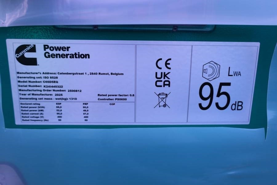 Groupe électrogène Cummins C66D5EQ Declaration of Conformity, Diesel, 66kVA,: photos 6 Groupe électrogène Cummins C66D5EQ Declaration of Conformity, Diesel, 66kVA,: photos 6