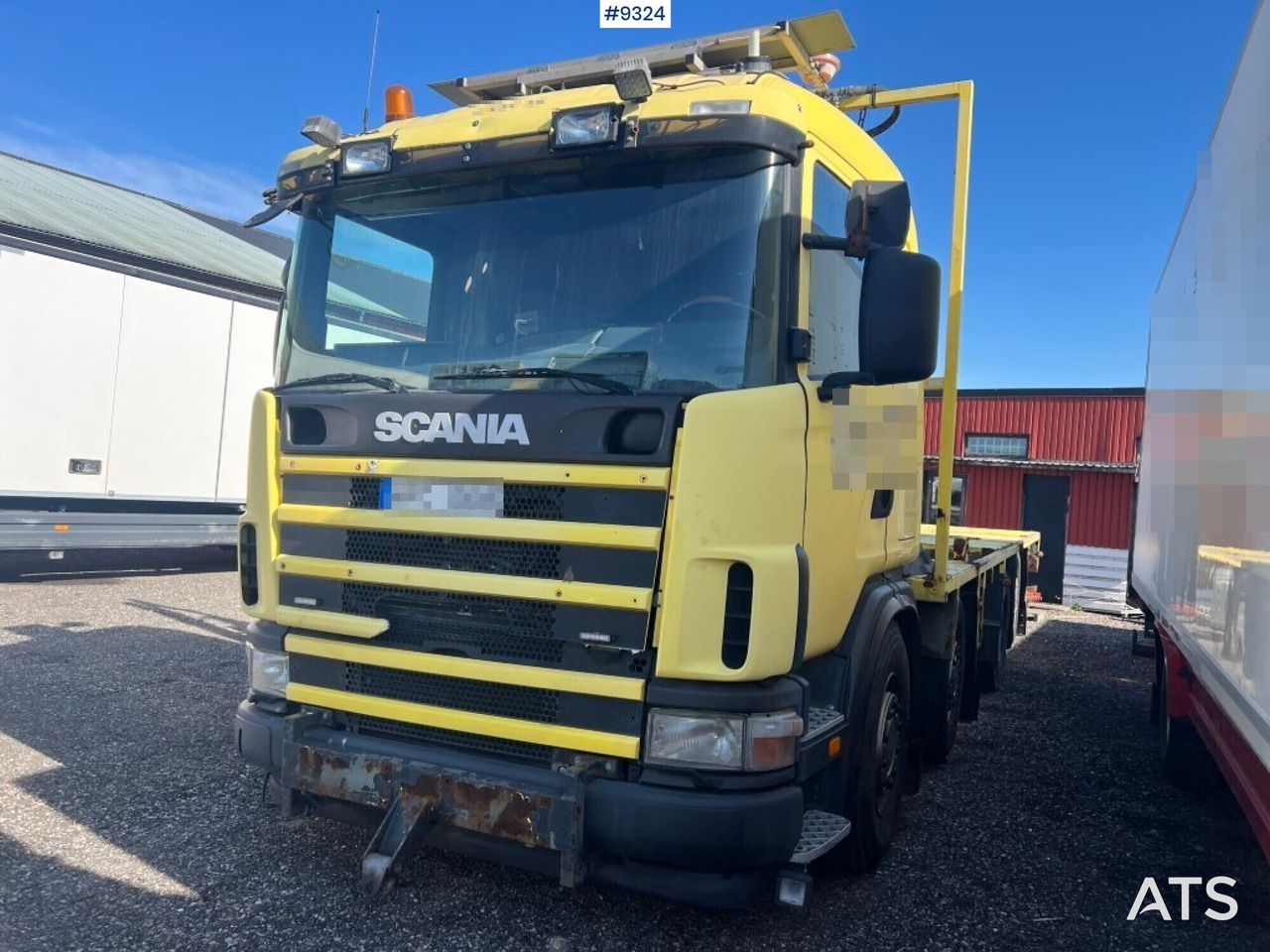 Flatbed truck Scania R124GB8X26NB420 - Camion plateau: photos 1 Flatbed truck Scania R124GB8X26NB420 - Camion plateau: photos 1