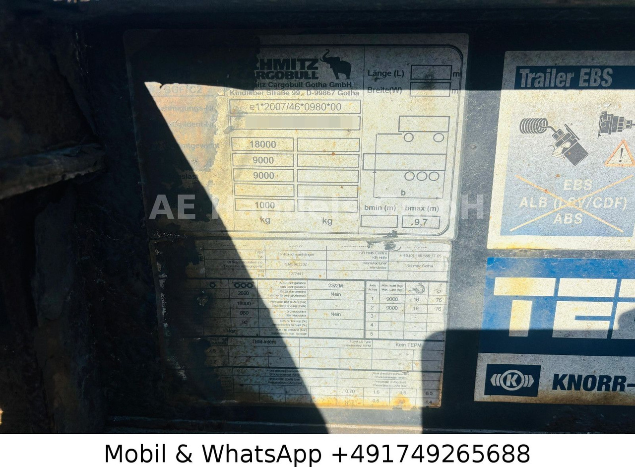 Remorque châssis Schmitz Cargobull ZWF 18/L Tandem BDF Tiefgekoppelt*Scheibenbremse: photos 12 Remorque châssis Schmitz Cargobull ZWF 18/L Tandem BDF Tiefgekoppelt*Scheibenbremse: photos 12