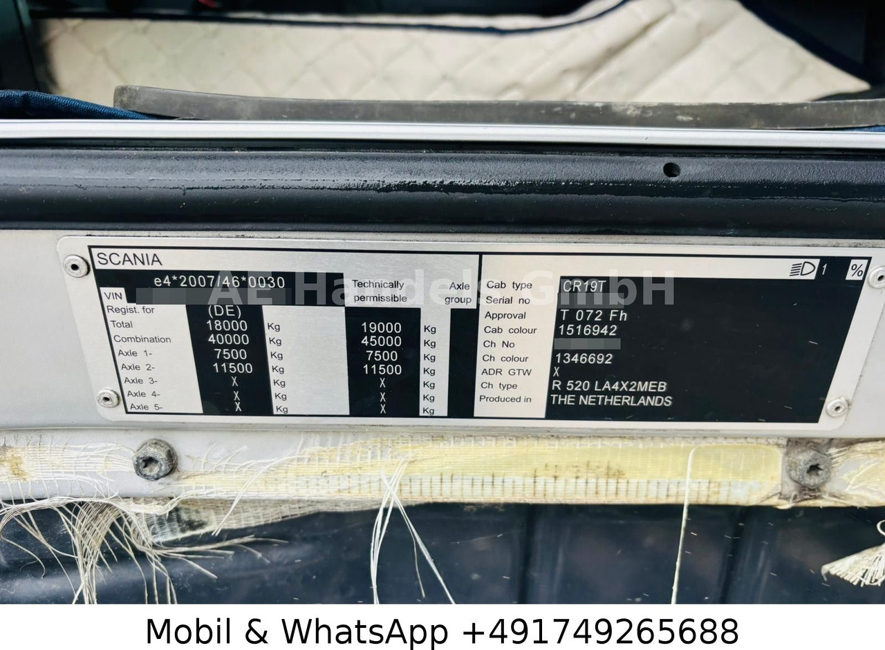 Tracteur routier Scania R520 V8 Topline LL Low *Retarder/Hubsattel/ACC: photos 13