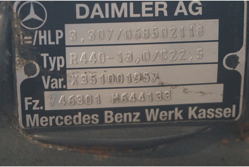 Mercedes-Benz R440-13A/C22.5 43/13 I=3.307 - Essieu arrière pour Camion: photos 4 Mercedes-Benz R440-13A/C22.5 43/13 I=3.307 - Essieu arrière pour Camion: photos 4