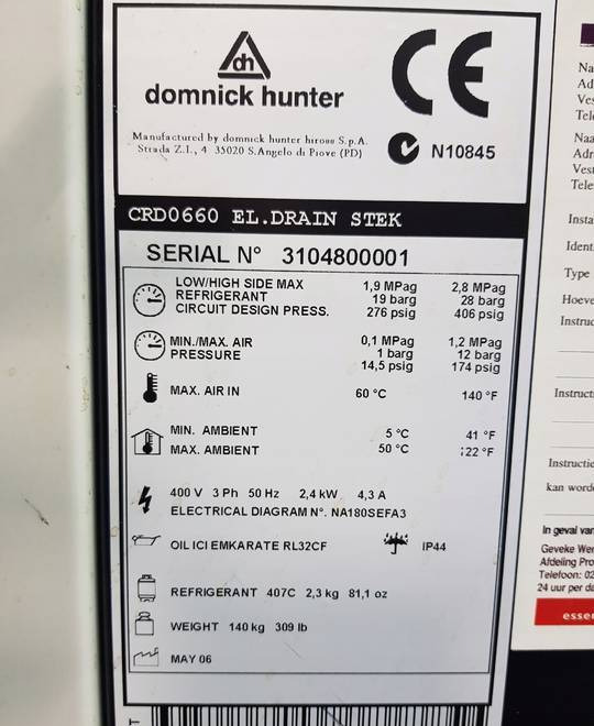 OSUSZACZ ZIĘBNICZY PARKER DOMNICK HUNTER CRD 0660 - Compresseur d'air: photos 3 OSUSZACZ ZIĘBNICZY PARKER DOMNICK HUNTER CRD 0660 - Compresseur d'air: photos 3