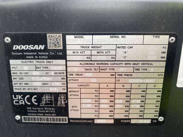 Doosan B25X-7 PLUS - Chariot élévateur électrique: photos 5 Doosan B25X-7 PLUS - Chariot élévateur électrique: photos 5