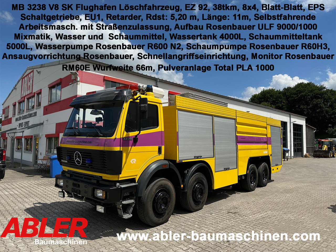 Mercedes-Benz 3238 SK Löschfahrzeug Rosenbauer Wasser + Schaum 66m Wurfweite - Camion de pompier: photos 1 Mercedes-Benz 3238 SK Löschfahrzeug Rosenbauer Wasser + Schaum 66m Wurfweite - Camion de pompier: photos 1