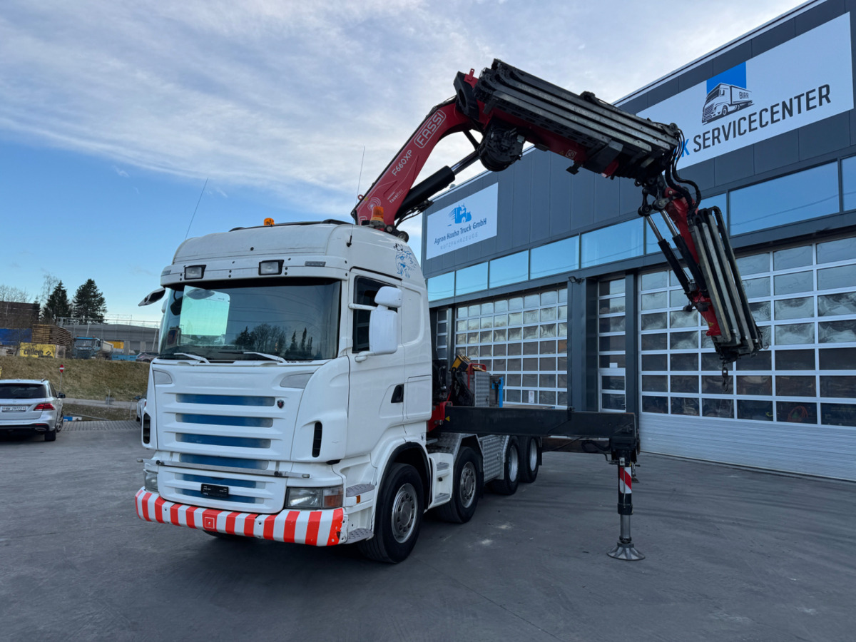 SCANIA R480 8x4 Fassi 660 SZM/Pritsche - Camion grue: photos 1 SCANIA R480 8x4 Fassi 660 SZM/Pritsche - Camion grue: photos 1