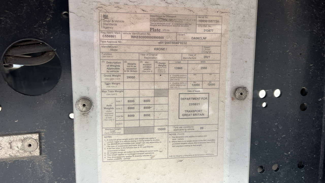 Remorque KRONE CURTAINSIDE EUROLINER: photos 13 Remorque KRONE CURTAINSIDE EUROLINER: photos 13