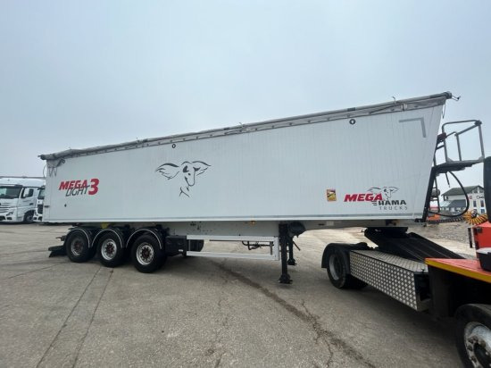 MEGA Alu-Kastenmulde 55m³, SAF-Achsen, Rollplane, Kombiklappe, Stehpodest - Semi-remorque benne: photos 1 MEGA Alu-Kastenmulde 55m³, SAF-Achsen, Rollplane, Kombiklappe, Stehpodest - Semi-remorque benne: photos 1