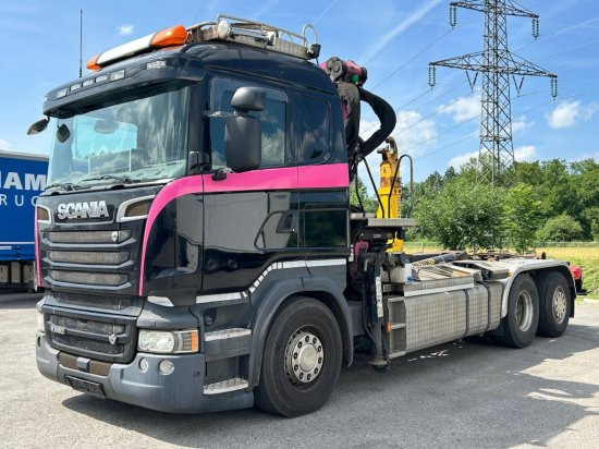 Scania R580 6x2, Schrottkran, E6, Lenk-Lift-Achse - Camion ampliroll, Camion grue: photos 1 Scania R580 6x2, Schrottkran, E6, Lenk-Lift-Achse - Camion ampliroll, Camion grue: photos 1