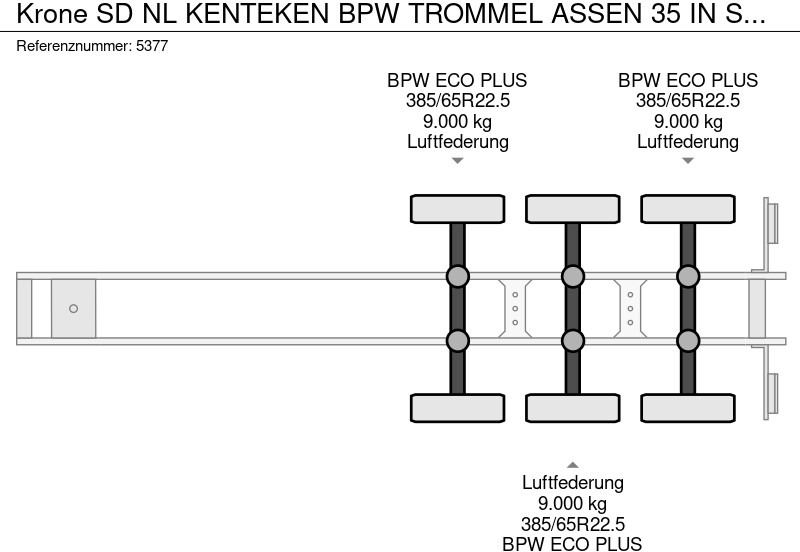 Semi-remorque rideaux coulissants Krone SD NL KENTEKEN BPW TROMMEL ASSEN 35 IN STOCK: photos 18 Semi-remorque rideaux coulissants Krone SD NL KENTEKEN BPW TROMMEL ASSEN 35 IN STOCK: photos 18