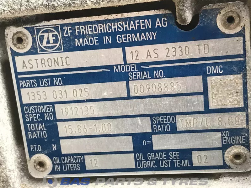 ZF XF106 DAF 12AS2330 TD AS Tronic Versnellingsbak 1912135R - Boîte de vitesse pour Camion: photos 5 ZF XF106 DAF 12AS2330 TD AS Tronic Versnellingsbak 1912135R - Boîte de vitesse pour Camion: photos 5