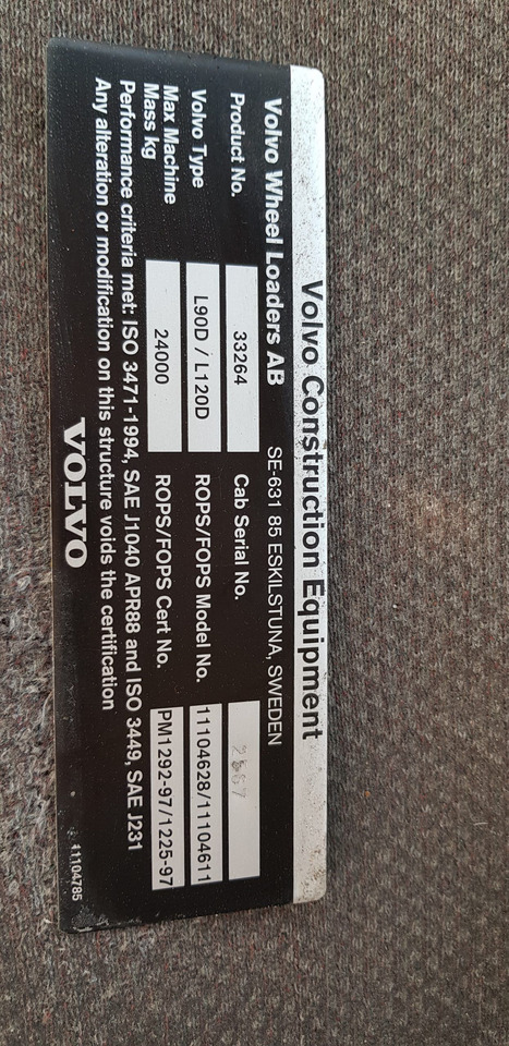 VOLVO L90D S/N 33264 - Chargeuse sur pneus: photos 4 VOLVO L90D S/N 33264 - Chargeuse sur pneus: photos 4