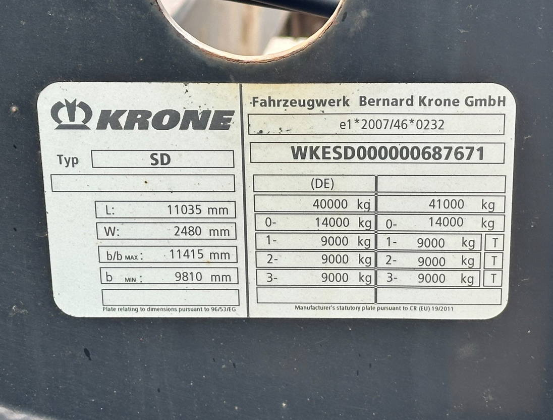 Semi-remorque porte-conteneur/ Caisse mobile Krone SD Back Slider Lift Axle Carrier Genset 4063 Hours: photos 23