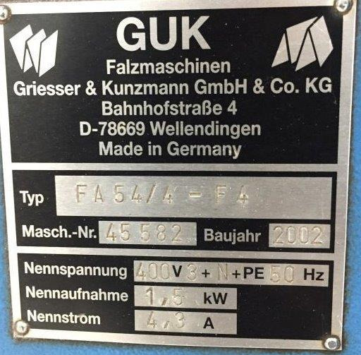 Buckle plate folder GUK FA 54-4-F-TH with stream delivery S-520 for prefold products - Plieuse de bureau: photos 4 Buckle plate folder GUK FA 54-4-F-TH with stream delivery S-520 for prefold products - Plieuse de bureau: photos 4
