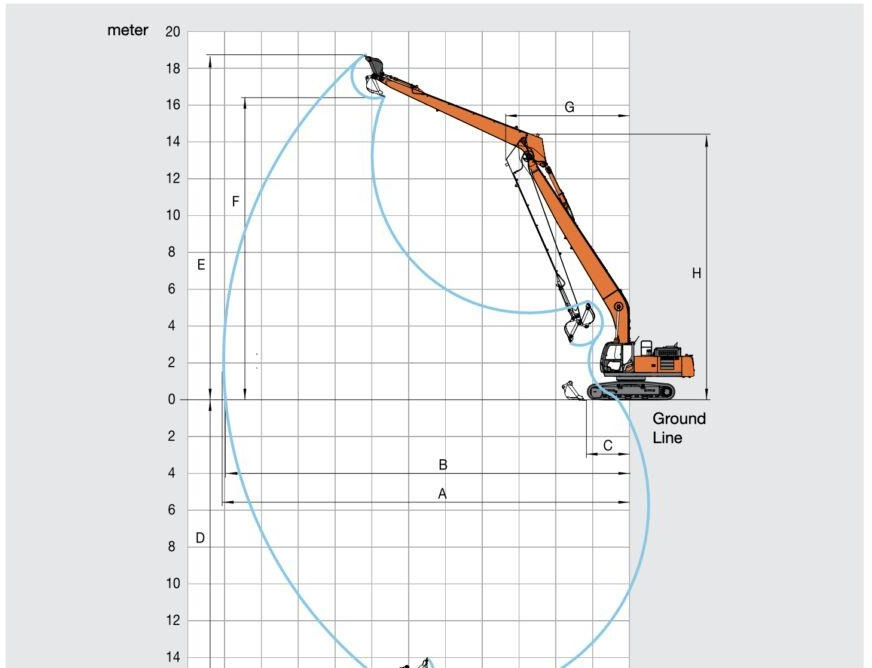 Hitachi ZX350 Long Reach Super Long Front 22 Meters SLF - Pelle sur chenille: photos 3 Hitachi ZX350 Long Reach Super Long Front 22 Meters SLF - Pelle sur chenille: photos 3