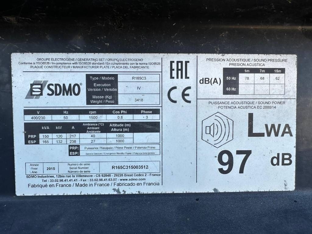 Groupe électrogène Sdmo R165 C3: photos 8